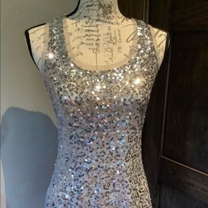 Silver sequin top